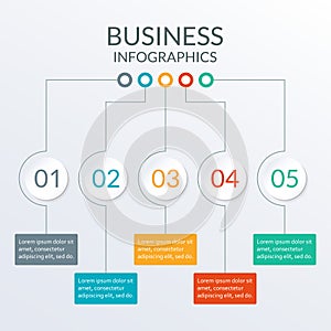 Business info graphic with 5 steps or options. Modern Timeline Infographic template for business process, presentation, workflow