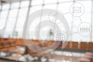 Business info graphic with blur background