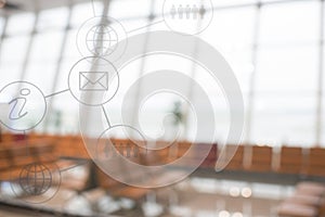 Business info graphic with blur background