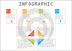 Business info graphic, rectangle chart, step by step, way to success