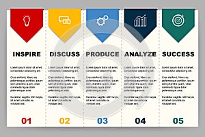 Business infographic brochure template with 5 stages