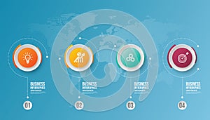 Business infographic circle shape four option, process or step for presentation.