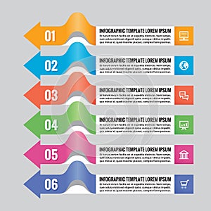 Business infographic concept - horizontal colored banners with arrows - vector layout for presentation, brochure, website etc.