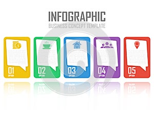 Business infographic concept. Template with 5 steps or options. Design can be used for diagram