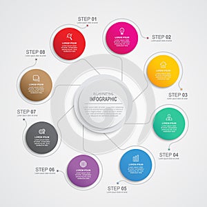 Business data visualization. Process chart. Abstract elements of graph, diagram with steps, options, parts or processes