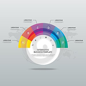 Business infographic design element template with 6 options