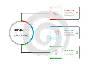 Business infographic design template with 3 options, steps or processes