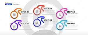 Business Infographic Design Template with 6 Options or Steps