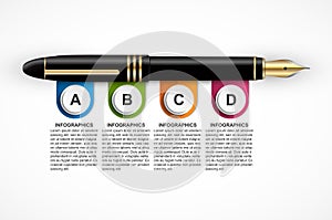 Business infographic design template. Colored ink pens.