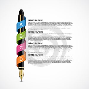 Business infographic design template. Colored ink pens.