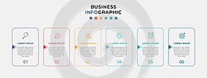 Business Infographic design template Vector with icons and 6 six options or steps.