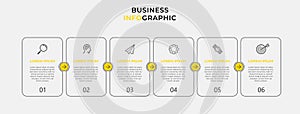 Business Infographic design template Vector with icons and 6 six options or steps.