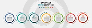 Business Infographic design template Vector with icons and 7 seven options or steps