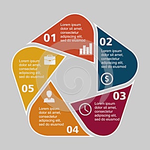 Business infographic pentagon in flat design. Layout for your options or steps. Abstract pattern for background