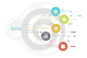 Business infographic process template with icons and 5 options or steps. Can be used for presentation, website, banner or diagram.