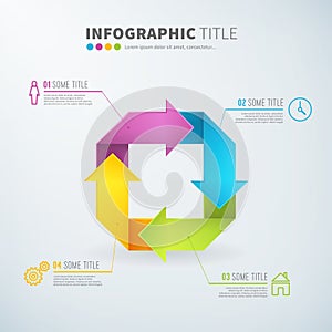 Business infographic rotate arrow chart time laps