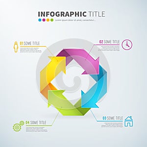 Business infographic rotate arrow sign time laps