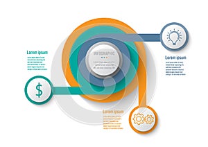 Business infographic template with 3 options target shape, Abstract elements diagram or processes and business flat icon, Vector