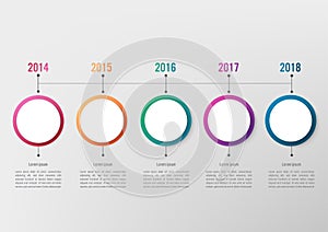 Business infographic template with 5 options circle shape, Abstract elements diagram or processes, Vector business template for