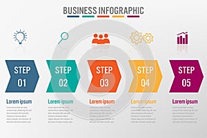 Business infographic template with 4 arrows options, Abstract elements diagram or processes and business flat icon, Vector