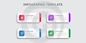 business infographic template with icons and 4 options or steps.