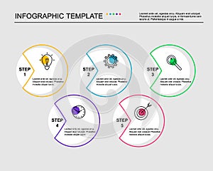Business Infographic Template. Minimalistic Vector Design with Icons, Text and 5 Options or Steps. Can Be Used As Business