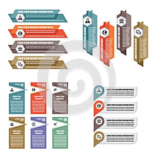 Business infographic templates concept vector illustration. Abstract banner set. Advertising promotion layout collection.