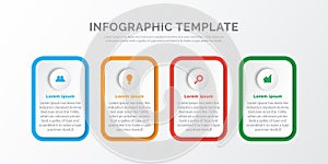 business infographic thin line with square template design with icons and 4 options or steps