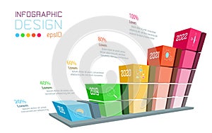 Business infographic on three dimensional graph bar.