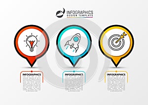 Business infographic timeline concept with 3 steps. Vector