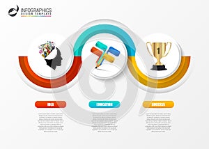 Business infographic timeline concept with 3 steps. Vector