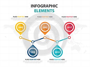 Business Infographic timeline process template, Colorful Banner text box desgin for presentation, presentation for workflow