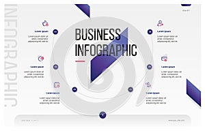 Business infographic Vector with 6 steps. Used for business presentation, information, education
