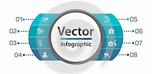 Business infographic vector design template  with  8 steps