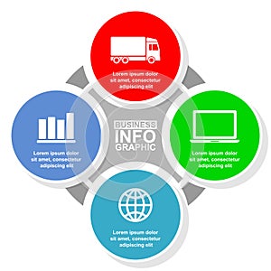 Business infographic vector template for presentation, diagram with 4 options