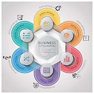 Business Infographic With Weaving Curve Circle Step Diagram