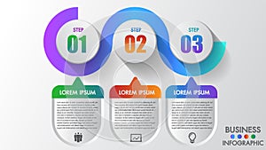 Business infographics 3 steps modern creative step by step can illustrate a strategy, workflow or team work.