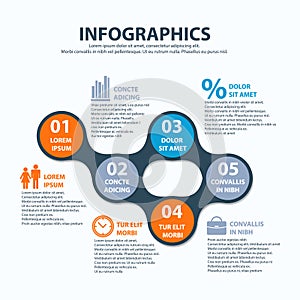 Business Infographics circle origami style. can be used for workflow layout, banner, diagram, number options, step up options web
