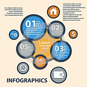 Business Infographics circle origami style. can be used for workflow layout, banner, diagram, number options, step up options web