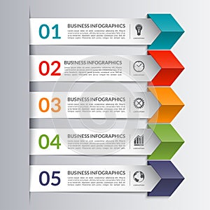 Business infographics design paper arrow template