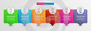 Business infographics design template with 6 steps or options