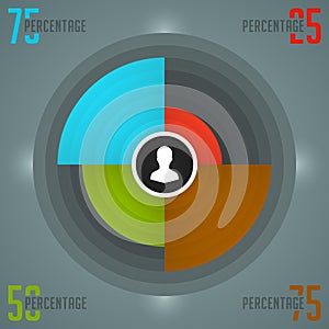 Business Infographics Design Template. Vector Elements. Color Source Pie Chart Diagram Illustration. EPS10