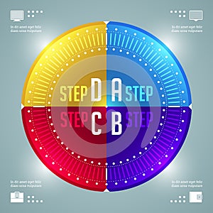 Business Infographics Design Template. Vector Elements. Divided Circle Diagram Illustration. EPS10