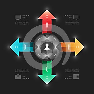 Business Infographics Design Template. Vector Elements. Management Workflow Arrows Illustration. EPS10