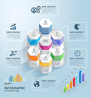 Business infographics design template. Vector illustration. Can be used for workflow layout, diagram, number options, start-up