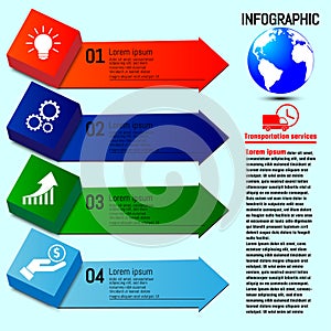 Business infographics. Four Options steps. Vector infographic element