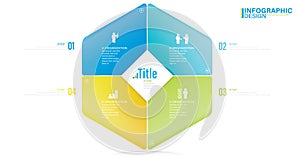 Business infographics. Process with 4 steps, options, hexagons. Vector template. stock illustration Number 4, Infographic, Steps,