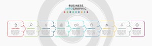 Business infographics timeline with 9 steps
