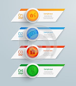 Business information infographic banners with 4 steps