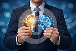 Business Innovation Concept Showing Creative Ideas And Analytical Intelligence Integration For Strategy Design